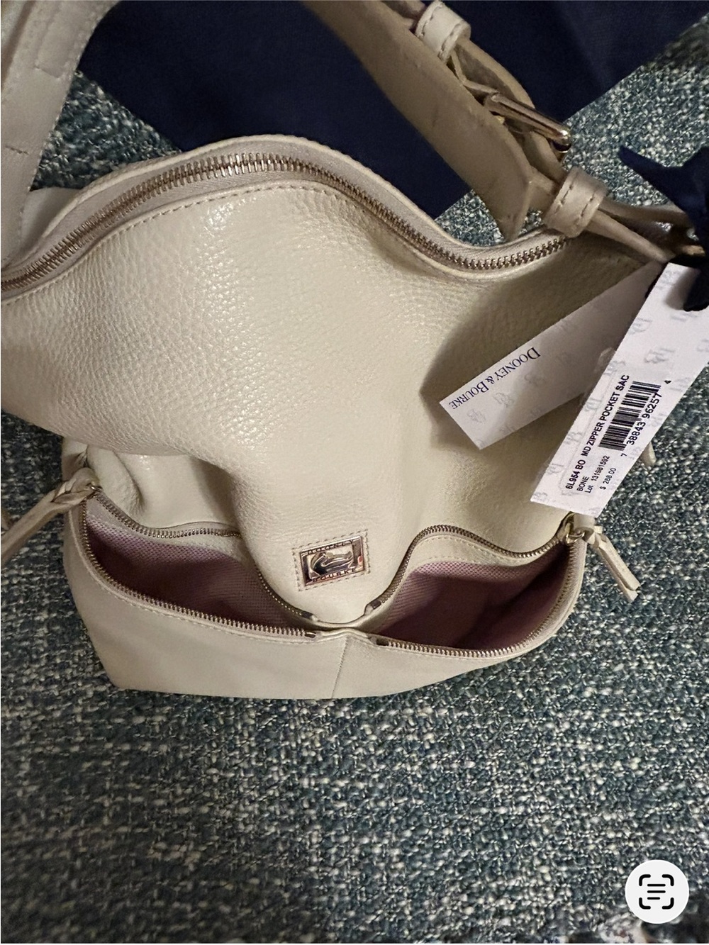 Dooney & Bourke Ivory Pebble Leather Shoulder Bag - Picture 6 of 7